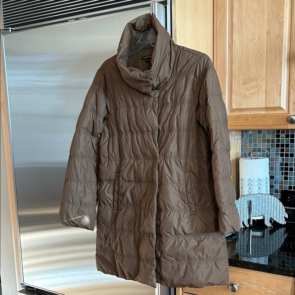 Eileen Fisher Quilted Puffer Coat in Brown vintage